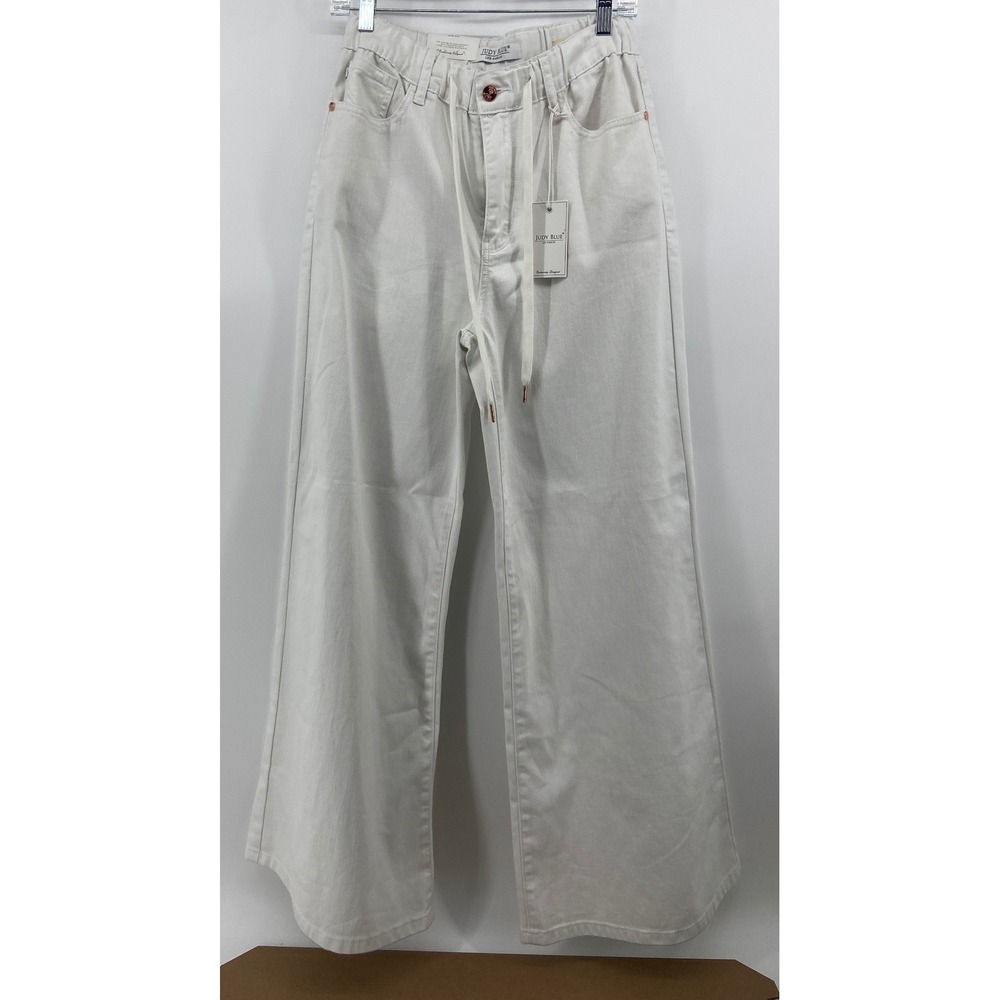 Judy Blue Palazzo Fit White Wide Leg Drawstring Jeans JB881093 WHT Size 5/27